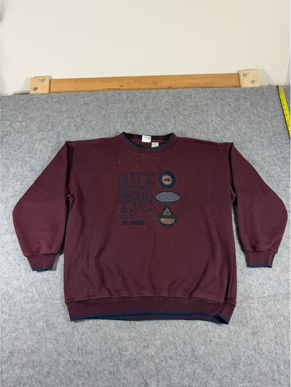 Vintage Paris Sports Club Crewneck Pullover Sweater Red Women’s Small